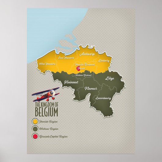 België mooie kaart poster (Voorkant)