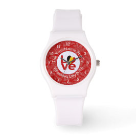 België Rode LOVE Vlag Gepersonaliseerd Horloge