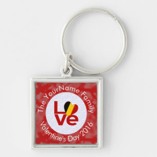 België Rood LOVE Vlag Gepersonaliseerd Sleutelhanger