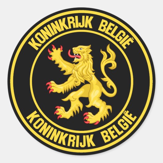 België Round Emblem Ronde Sticker (Voorkant)