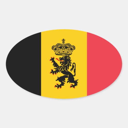 België Staatvlag Ovale Sticker (Voorkant)