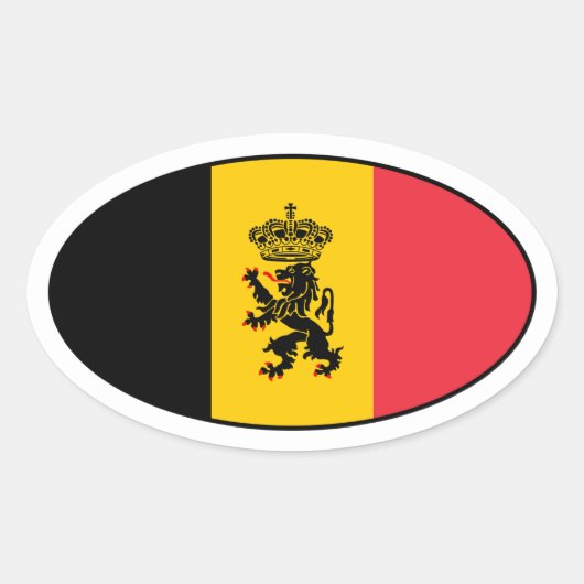 België Staatvlag Ovale Sticker (Voorkant)