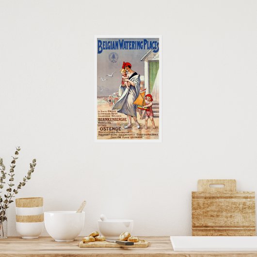  België strandreizen Poster (Keuken)