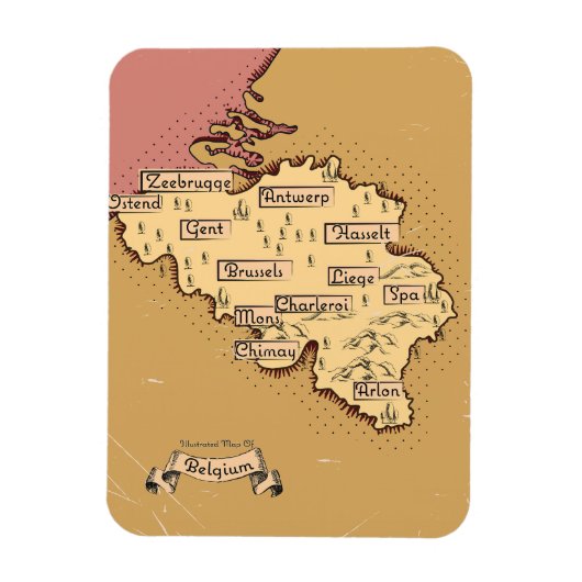 België Vintage reiskaart Magneet (Verticaal)