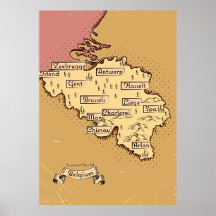 België Vintage reiskaart Poster