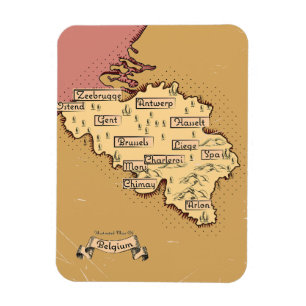 België vintage reisplattegrond magneet