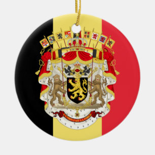 België vlag & COA Keramisch Ornament