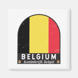 België vlag Embleem Verstoorde Vintage Magneet