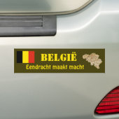 België vlag + kaartBumpersticker Bumpersticker (Op auto)