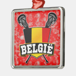 België vlag Lacrosse Logo Metalen Ornament