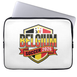 België Voetbal 2026 Voetbal Vet Land Typografie Laptop Sleeve