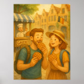 België Waffle Adventure – Cosy Travel Poster (Voorkant)