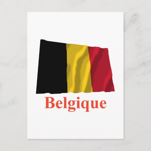 België Waving Flag met naam in het Frans Briefkaart (Voorkant)