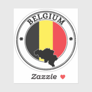 België Zegel Sticker Ronde Vlag