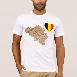 Belgique Coeur Drapeau et carte T-shirt