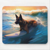 Belgisch Herder Strand Surfen Schilderij Muismat (Voorkant)