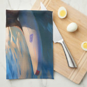 Belgisch Herder Strand Surfen Schilderij Theedoek (Quarter Fold)