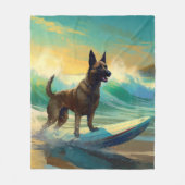 Belgisch Malinoi Strand Surfen Schilderij Fleece Deken (Voorkant)