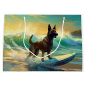 Belgisch Malinoi Strand Surfen Schilderij Groot Cadeauzakje (Voorkant)