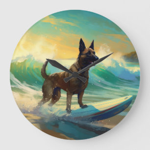 Belgisch Malinoi Strand Surfen Schilderij Grote Klok