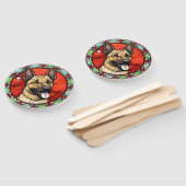 Belgisch Malinois Glas in lood Kerst Handwaaier (Niet-gemonteerd)