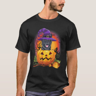 Belgisch Malinois Witch Pumpkin Halloween Hondenli T-shirt