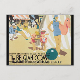 Belgisch Poster voor reizen langs de kust Briefkaart