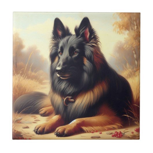  Belgisch Tervuren Schilderij Tegeltje (Voorkant)