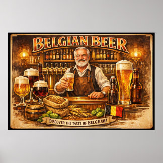 Belgische Bierkroeg Warmte Vintage Poster