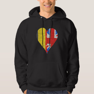 Belgische Britse vlag Heart Hoodie