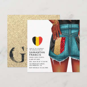 Belgische Denim Girl Afstudeerfeest Uitnodiging