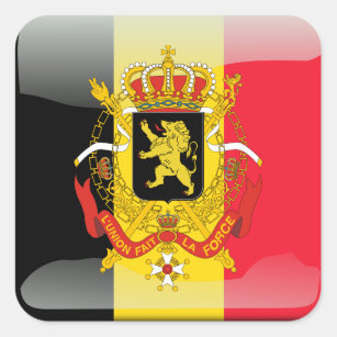 Belgische glanzende vlag vierkante sticker