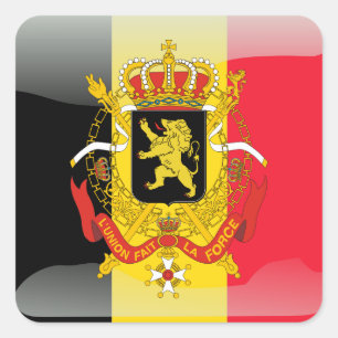 Belgische glanzende vlag vierkante sticker