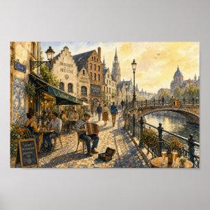Belgische herberg barkeeper toast scène poster