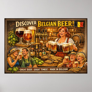 Belgische herberg vrolijkheid en gouden ale poster