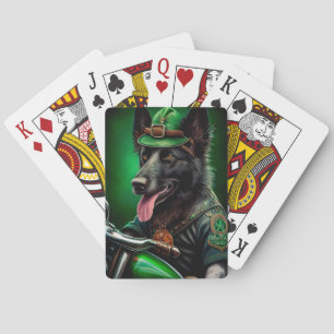 Belgische herder die fiets rijdt St. Patrick's Day Pokerkaarten