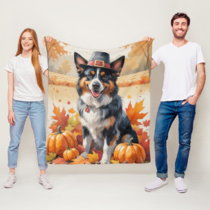 Belgische Herder In Herfstbladeren Dankdag Kunst Fleece Deken