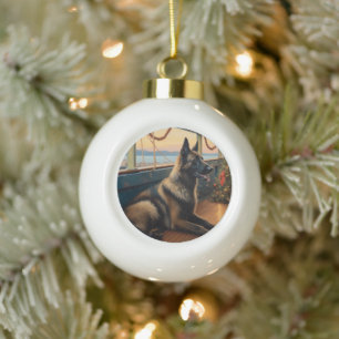 Belgische Herder Kerst Cruise: Pawsome Vakantie Keramische Bal Ornament