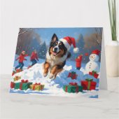 Belgische Herder Kerstfeest Sneeuwscène Kaart (Voorkant)