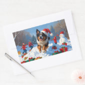 Belgische Herder Kerstfeest Sneeuwscène Rechthoekige Sticker (Envelop)