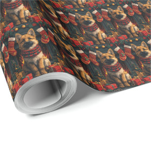 Belgische Herder Met Kerstcadeaus Open Haard Cadeaupapier