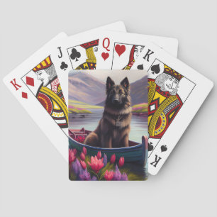 Belgische Herder op een Peddel: Een Schitterend Av Pokerkaarten
