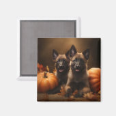 Belgische Herder Puppy Herfst Delight Pompoen Magneet (Voorkant / Achterkant)