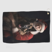 Belgische Herder Sinterklaas Feestelijke Kerstmis Golfhanddoek (Horizontaal)