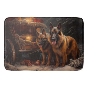 Belgische Herder Sneeuwslee Kerstdecoratie Badmat