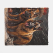 Belgische Herder Sneeuwslee Kerstdecoratie Fleece Deken (Voorkant (Horizontaal))