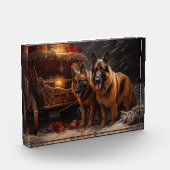 Belgische Herder Sneeuwslee Kerstdecoratie Fotoblokken (Links)