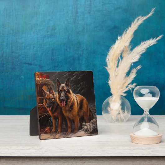 Belgische Herder Sneeuwslee Kerstdecoratie Fotoplaat (Insitu)