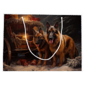 Belgische Herder Sneeuwslee Kerstdecoratie Groot Cadeauzakje (Achterkant)