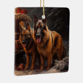 Belgische Herder Sneeuwslee Kerstdecoratie Keramisch Ornament (Rechts)